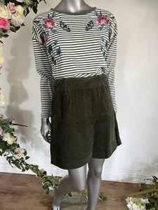 JOULES Womens Cord Skirt Hannah Size 10 14 Khaki Green With Pockets NEW OC84 - Picture 1 of 21