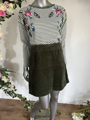 JOULES Womens Cord Skirt Hannah Size 10 14 Khaki Green With Pockets NEW OC84 - Image 1 of 4