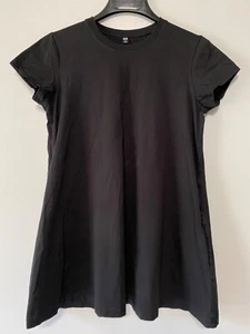 UNIQLO ALGODÓN NEGRO CAMISETA TÚNICA VESTIDO CON BOLSILLOS TALLA M - Imagen 1 de 5