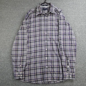 Gant Mens Shirt Large Adult Check Long Sleeve Cotton Button Up Pocket Top Twill - Picture 1 of 11