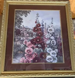 Glynda Turley “Hollyhocks 111” #4276 Picture 1995 Certificate Authenticity 30x34 - Picture 1 of 8