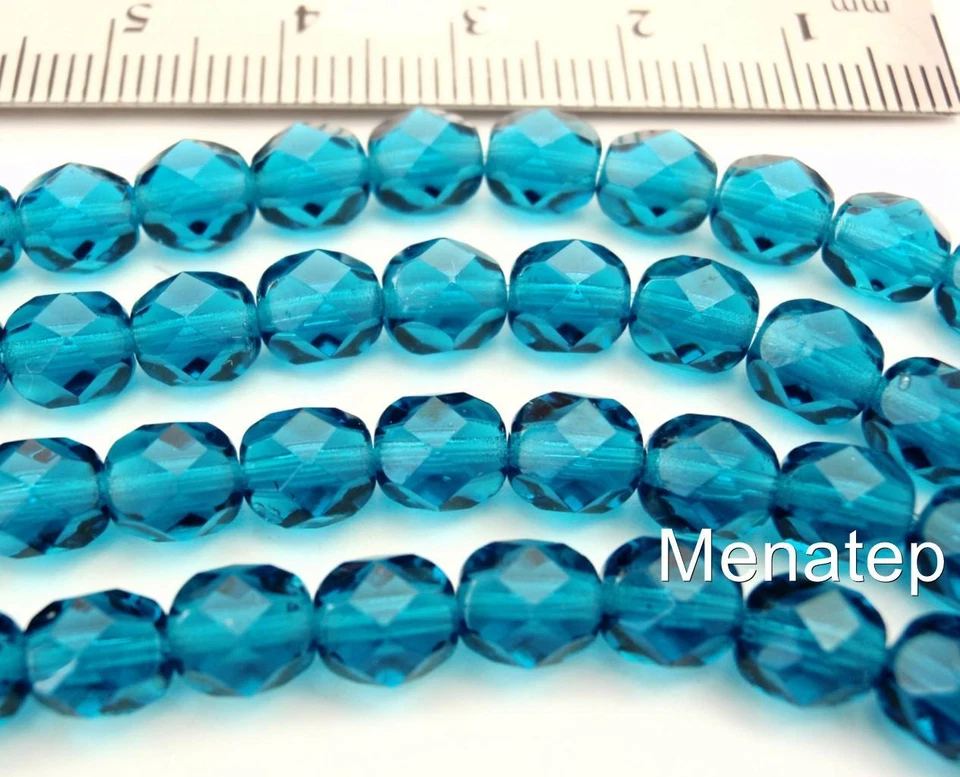 50 4 mm Czech Glass Fire Polished Beads: Dark Teal - Image 1 of 1