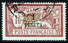 FRENCH P.O.s IN MOROCCO 1902 1 Peseta Surcharge on 1 Fr. Merson SG 24 VFU 