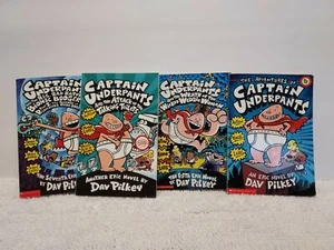 CAPTAIN UNDERPANTS Books LOT OF 4 RANDOM MIX Softcover Epic LAFFS By Dav Pilkey - Picture 1 of 12