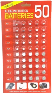 ALKALINE BUTTON BATTERIES 50 BUTTON BATTERIES - Picture 1 of 1