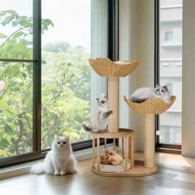 3-Tier Cat Tree Padded Plush Tower for Indoor Kitties - Image 1 of 4