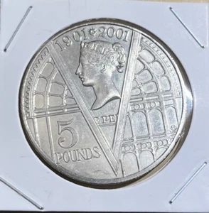 RARE 2001 Queen Victoria Anniversary Five Pound Crown Silver Coin - Picture 1 of 2
