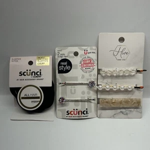 Scunci Real Style Cubic Zirconia Bobby Pins & Elastics - Picture 1 of 19