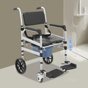 Foldable Shower Rolling Chair Folding Bath Wheelchair Shower Chair 150kg/330lbs - Picture 1 of 18