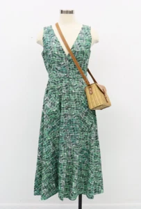 Saloni 100 % Baumwolle grün tropisches Blätterdruck Sommerkleid Größe 10 gebraucht, in einwandfreiem Zustand - Bild 1 von 12