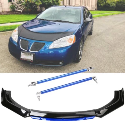 Alerón divisor de labios para parachoques delantero de automóvil azul + varillas de puntal para Pontiac G8 G6 G5 GTO Foto 1 de 4