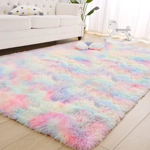 Zareas Soft Rainbow Area Rugs for Living Room Girls Bedroom, 5x8 Feet Fluffy ... - Picture 1 of 7