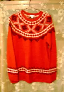 J. JILL MUJER TALLA "S" ROJO INVIERNO PUNTO GRUESO LANA SUÉTER BLUSA/TOP - Imagen 1 de 6