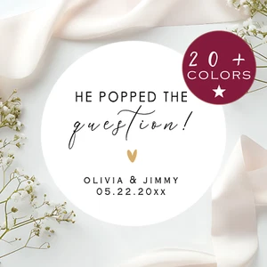 Engagement Party Favor Stickers, Engagement Announcement Party - Favor Labels - Picture 1 of 12