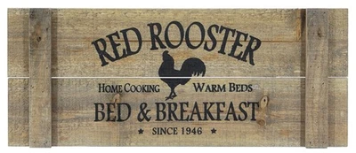 Letrero de madera de cocina casera Red Rooster Bed and Breakfast 22 pulgadas Foto 1 de 2