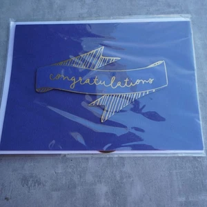 Papyrus Congratulations Greeting Card Blank Inside Gold Foil Banner Envelope - Picture 1 of 3