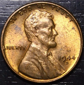 1944 D Lincoln Wheat Penny 1c US Münze Denver Mint Au - Bild 1 von 2