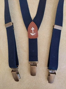J. CREW CREWCUTS Boys Navy Anchor SUSPENDERS SIZE S-M - Picture 1 of 5