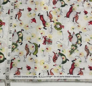 NEW 100% cotton Christmas fabric half yard - Gnomes And Lights - Susan Winget - Picture 1 of 1