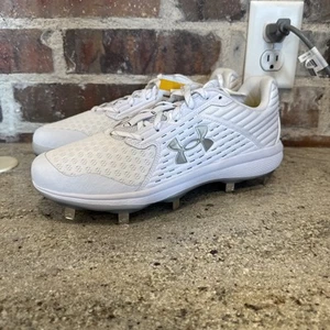 Under Armour Yard Low MT TPU Baseball Cleats Mens Size 9 White 3025591-100 - Picture 1 of 13
