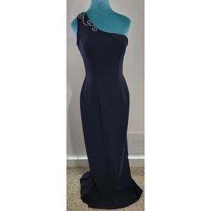 Tiffany Designs Dress Womens 8 Long Black Embellished One Shoulder Sleek Dress - Picture 1 of 10