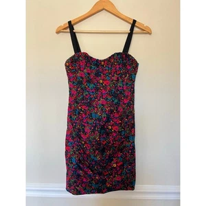 Nanette Lepore floral multicolor mini dress rugged size 0 Y2K Boho Feminine - Picture 1 of 9