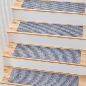 15PCS Tappeto Antiscivolo Pedate per Scale 30" x 8" Tappetini da Interno per Gradini in Legno - Foto 1 di 5