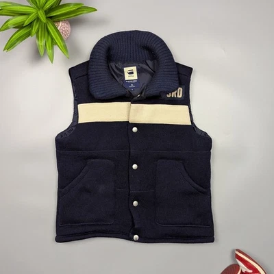 G-Star RAW Vintage Navy Blue Wool Insulated Vest Men’s M Sleeveless Casual Style - Image 1 of 4