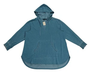 Jane + Delancey Womens Hooded Pullover Tunic Sweatshirt 1X Blue Long Sleeve. - Picture 1 of 7