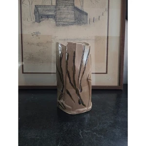 Studio Pottery Vase 9.25" Signed MAM 2009 Handcrafted Brown Stoneware Nature - Picture 1 of 7