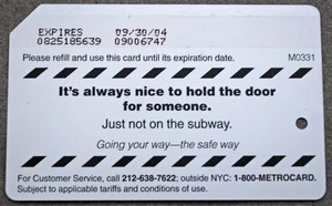 Abgelaufen 2004 NYC U-Bahn Metro Karte - Es ist immer schön, die Tür zu halten - Bild 1 von 2