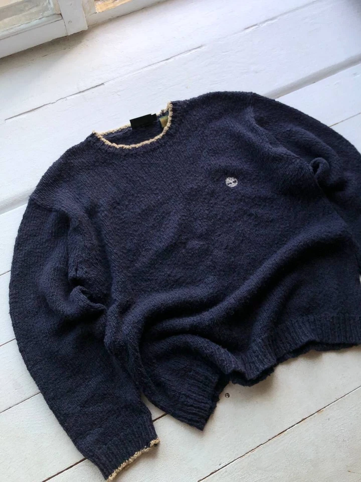 Suéter Timberland Algodão Vintage Mini Logotipo Azul Tamanho M Masculino, Casual Exterior  - Imagem 1 de 4