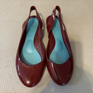 OKA-B Women's Ballet Flats Red Slingback Slip On Jelly Rubber Size 8 - Picture 1 of 4