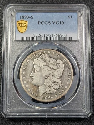 1893 S Morgan Dollar - PCGS VG10 THE KEY DATE! - Old Glory C&C Daily 1c Auction! - Image 1 of 4