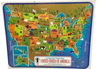 Puzzle Map of United States of America USA Frame-Tray Puzzle by Rainbow Works - Image 1 of 4