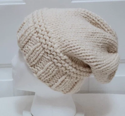 Nuevo sombrero holgado - crema blanco roto - Garter Ridge - mezcla de lana hecho a mano tejido a mano Foto 1 de 4