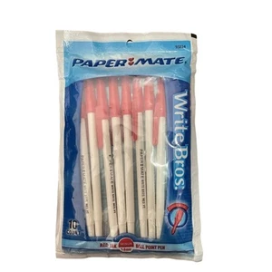 NIP 2002 VTG 10PK Paper Mate Pens RED Write Bros Medium Point White Barrel Red - Picture 1 of 6