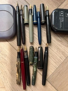 10x VINTAGE FOUNTAIN PENS ALL WITH 14ct 14k GOLD NIBS - Bild 1 von 18