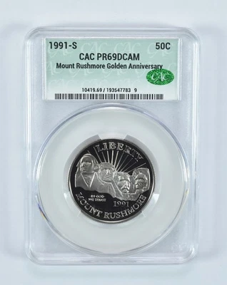 1991-S Mount Rushmore Commemorative Half Dollar PR69 DCAM CAC CACg *1398 - Image 1 of 4