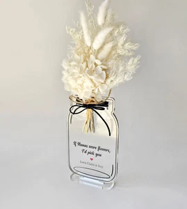 Custom Acrylic Vase Plaque Dried Flower Posy Birthday Flower Gift for Mum Nana - Picture 1 of 12