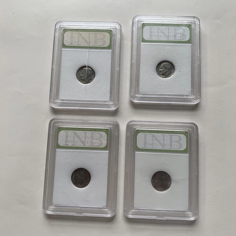 Lot Of 4 INB Certified Roosevelt Dimes 1970, 1968, 1973, 1970 Cover