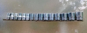 SNAP ON 14-Pc, + 1 S/K 7/16- 1 1/8 1/2"-Drive Socket Set USA 15 Pc 6pt - Picture 1 of 13
