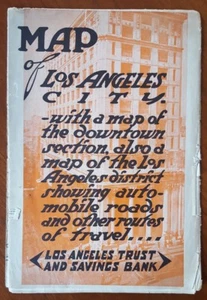 Mappa di Los Angeles 1916 con mappa automatica Harbor District & Downtown LA Trust & Savings - Foto 1 di 10