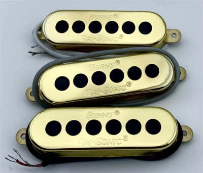 Burns Tri-Sonic Alnico V Single Coil Pickup Set Neck Middle Bridge- GOLD - Image 1 of 3