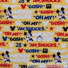 BonEful FABRIC FQ Cotton Quilt Yellow Blue Red Disney Mickey Mouse Baby Boy Word