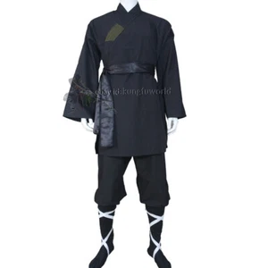 Shaolin Monk Uniform Kung fu Tai chi Suit Martial arts Wushu Sets Black Cotton - Picture 1 of 5