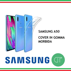 COVER PER SAMSUNG A50 CUSTODIA IN GOMMA MORBIDA TRASPARENTE CLEAR ANTIURTO TPU - Picture 1 of 6