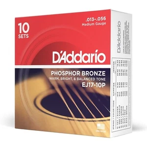 10er-Pack D'Addario EJ17-10P mittlere Akustikgitarrensaiten Phosphor Bronze 13-56 - Bild 1 von 13