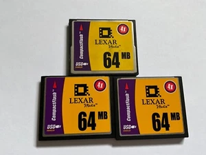 Lot of 3pcs 64mb Lexar Compactflash CF I memory card CF Router, NIKON CANON - Picture 1 of 2