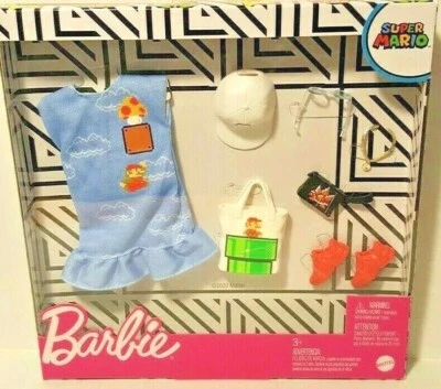 BARBIE Super Mario Fashion Pack Dress Cap Shoes Bag Glasses Accessories  - Image 1 of 3